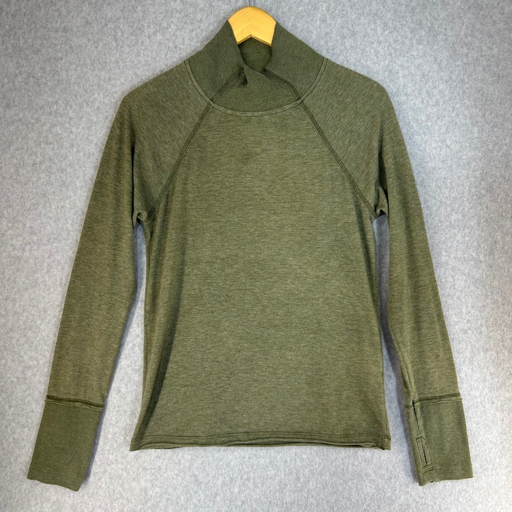 Sundance Sz Small Mock Turtle Neck Long Sleeve Top Shirt Olive Green Boho Casual